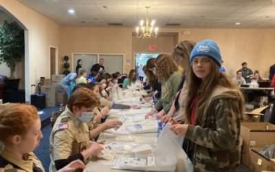 Plast Scouts around the U.S. pack Pocket First Aid Kits for the Scouts for Ukraine initiative